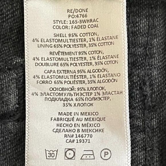 RE/DONE 90s High Rise Ankle Crop Womens Size 29 Reworked Levis Black Denim NEW! - Picture 9 of 15